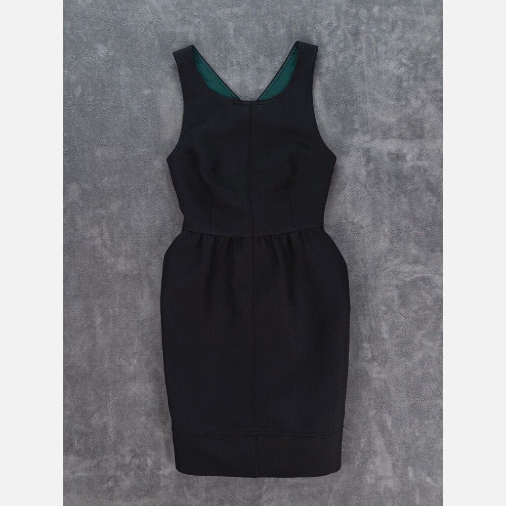 Anthropologie Maeve Rokin Crossback Jacquard Mini Dress Black Size 8 Medium